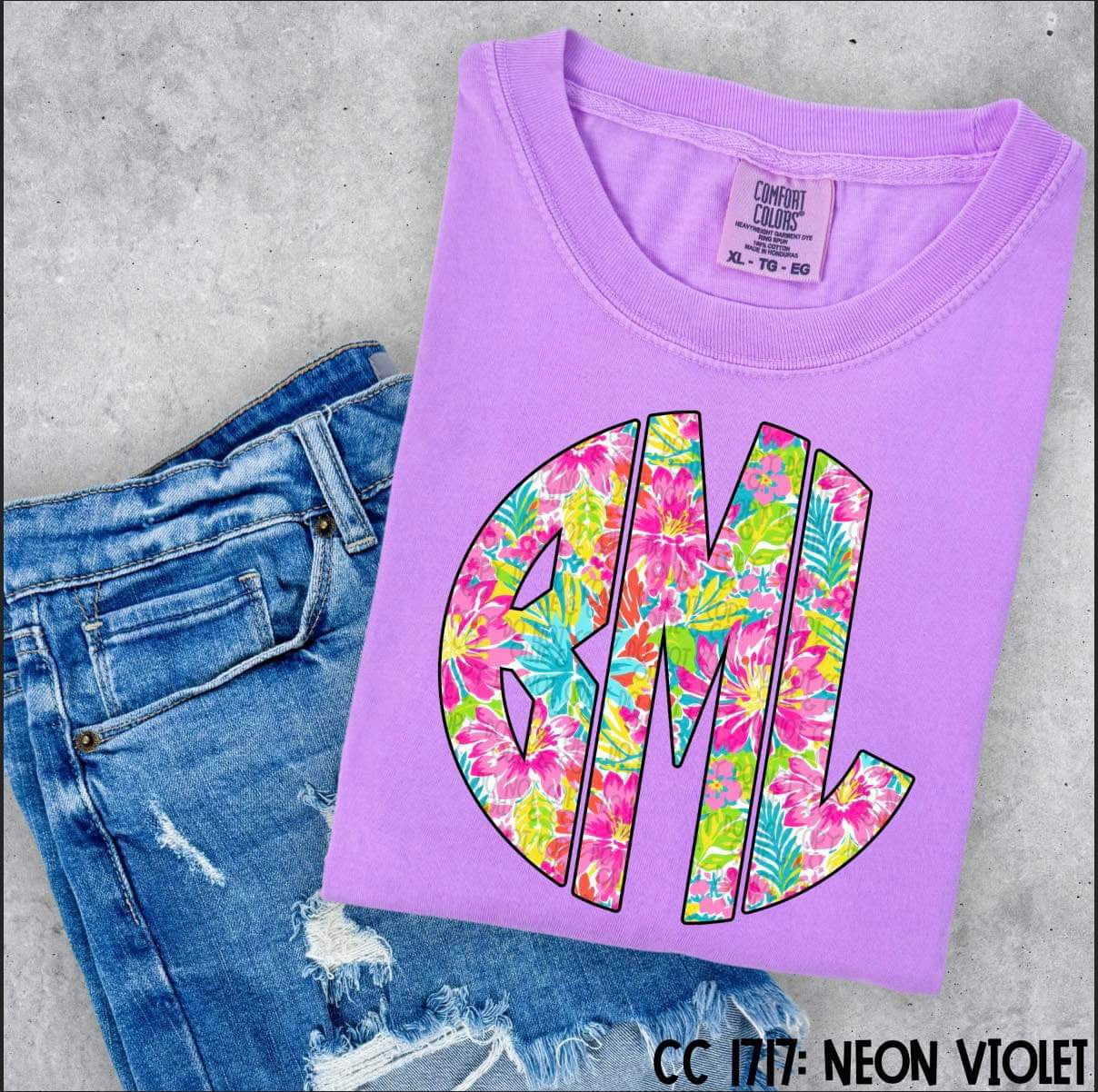 SUMMER FLOWERS MONOGRAM - CUSTOM TRANSFER