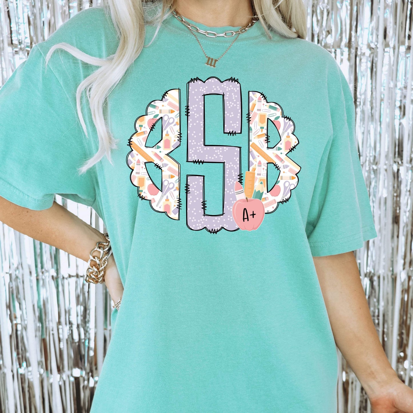 SCHOOL SUPPLIES MONOGRAM - CUSTOM TRANSFER