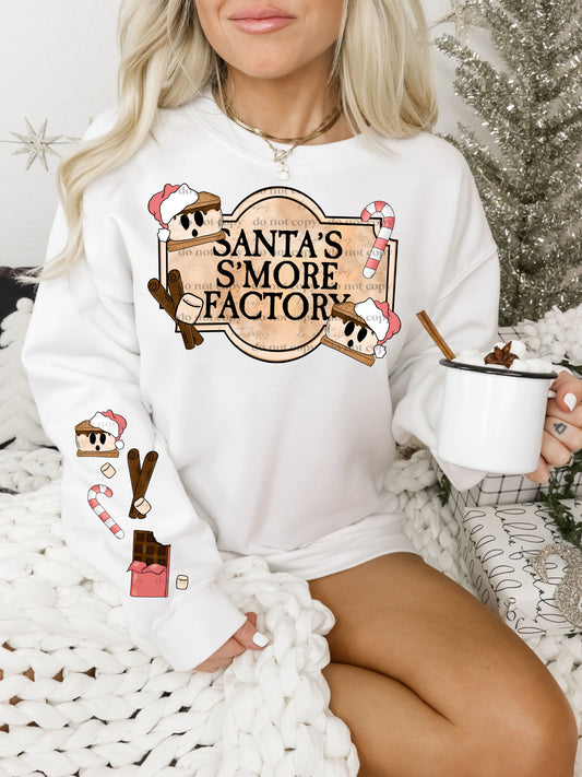 SANTA'S S'MORE FACTORY - FRONT+SLEEVE - DTF TRANSFER