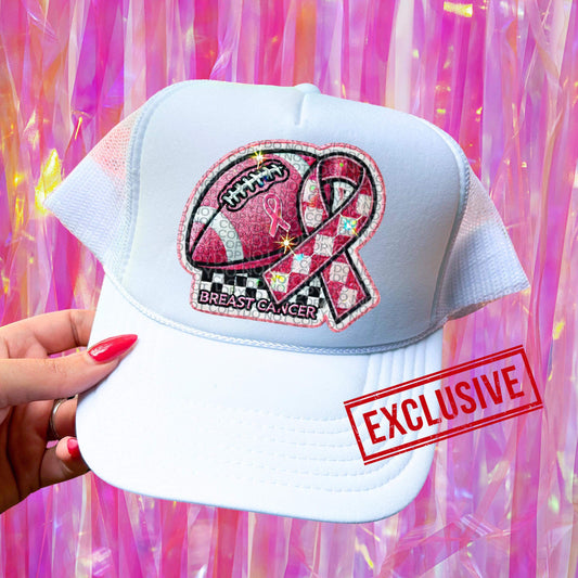 PINK OUT FOOTBALL CHECKERED RIBBON *OLLIE & CO. EXCLUSIVE* - DTF TRANSFER