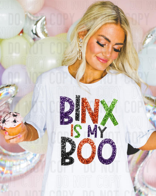 BINX IS MY BOO - FAUX SEQUIN - DTF TRANSFER