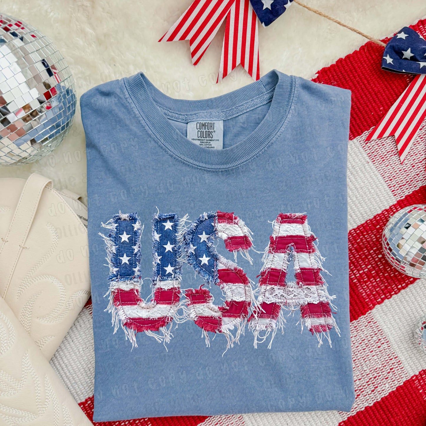 USA FAUX PATCHWORK FLAG - DTF TRANSFER