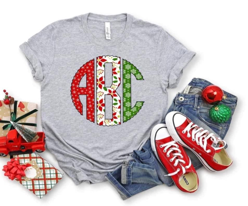 CHRISTMAS TRIO MONOGRAM - CUSTOM TRANSFER