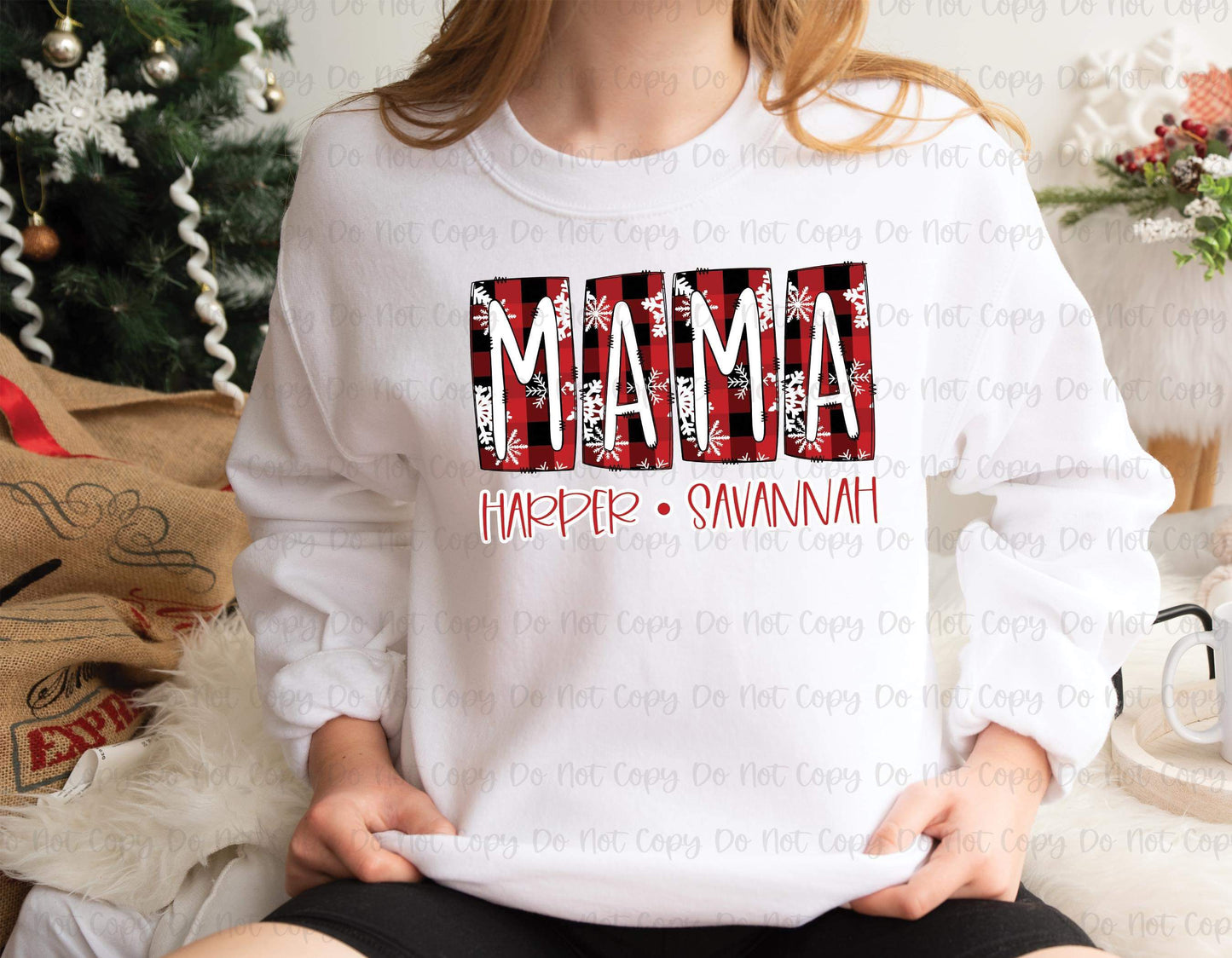 MAMA BUFFALO PLAID BLOCK W/ NAMES - CUSTOM TRANSFER