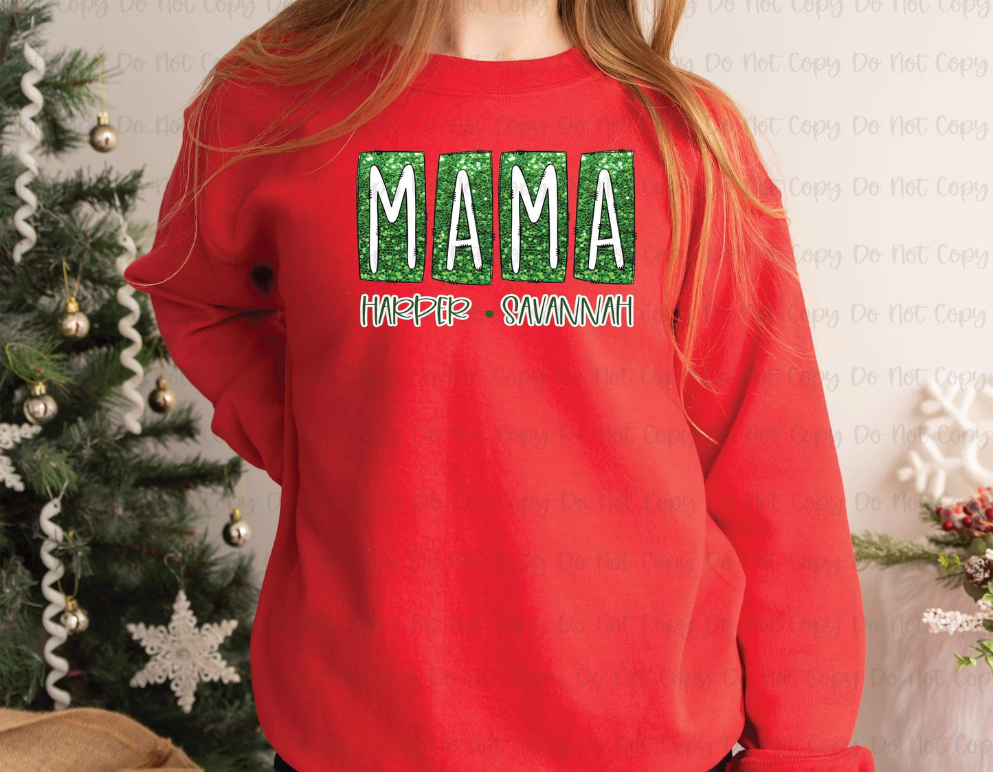 MAMA GREEN BLOCK W/ NAMES - CUSTOM TRANSFER