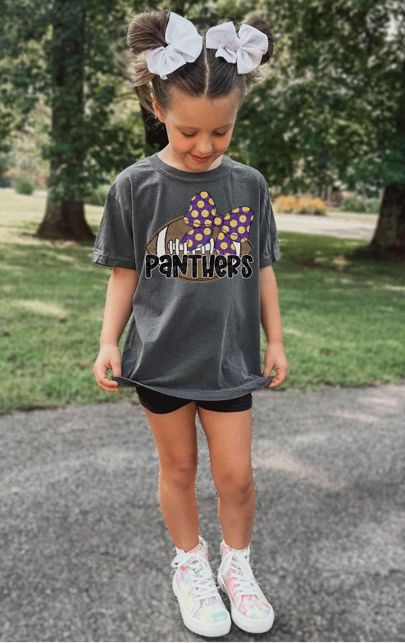 FOOTBALL BOW W/ NAME OR MASCOT - CUSTOM TRANSFER