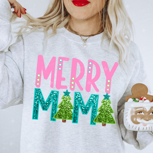 MERRY MAMA - FAUX SEQUIN - DTF TRANSFER