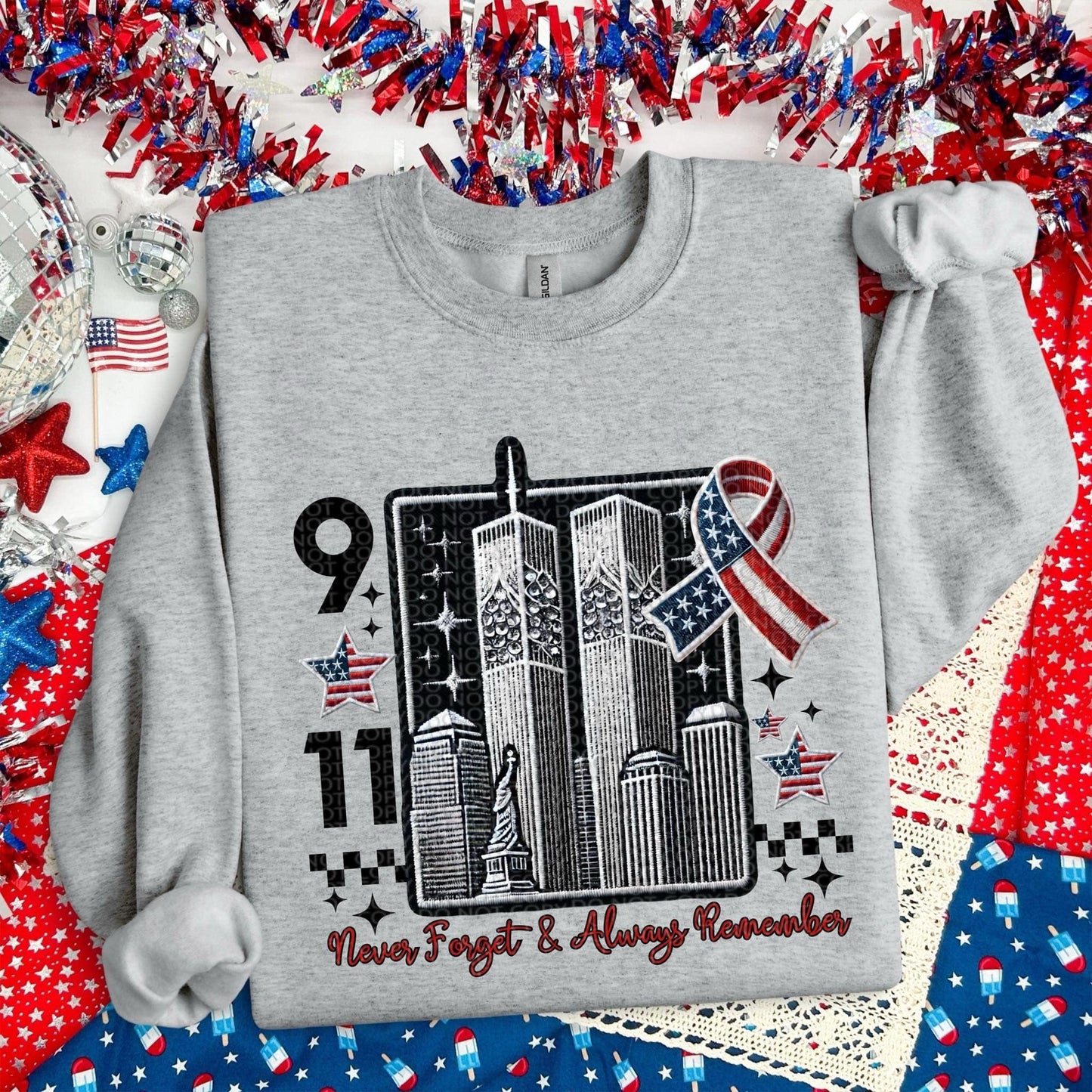 9/11 *OLLIE & CO. EXCLUSIVE* - FAUX EMBROIDERY - DTF TRANSFER