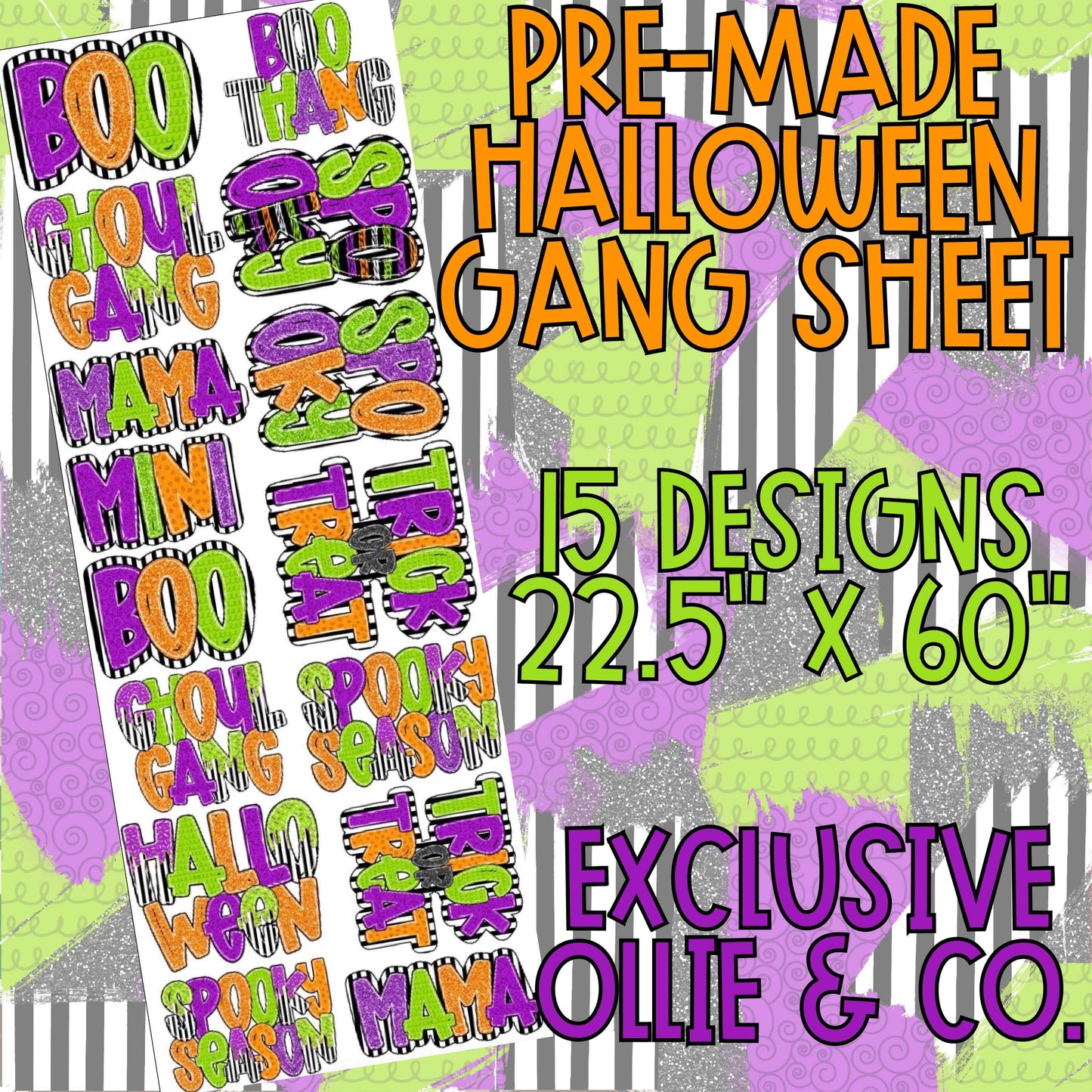 Handlettered Halloween Cuties Gang Sheet 22.5 x60