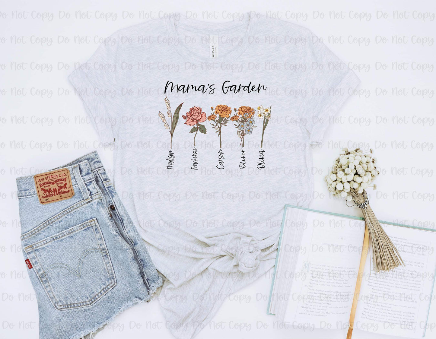 BIRTH FLOWERS W/ NAMES - CUSTOM TRANSFER