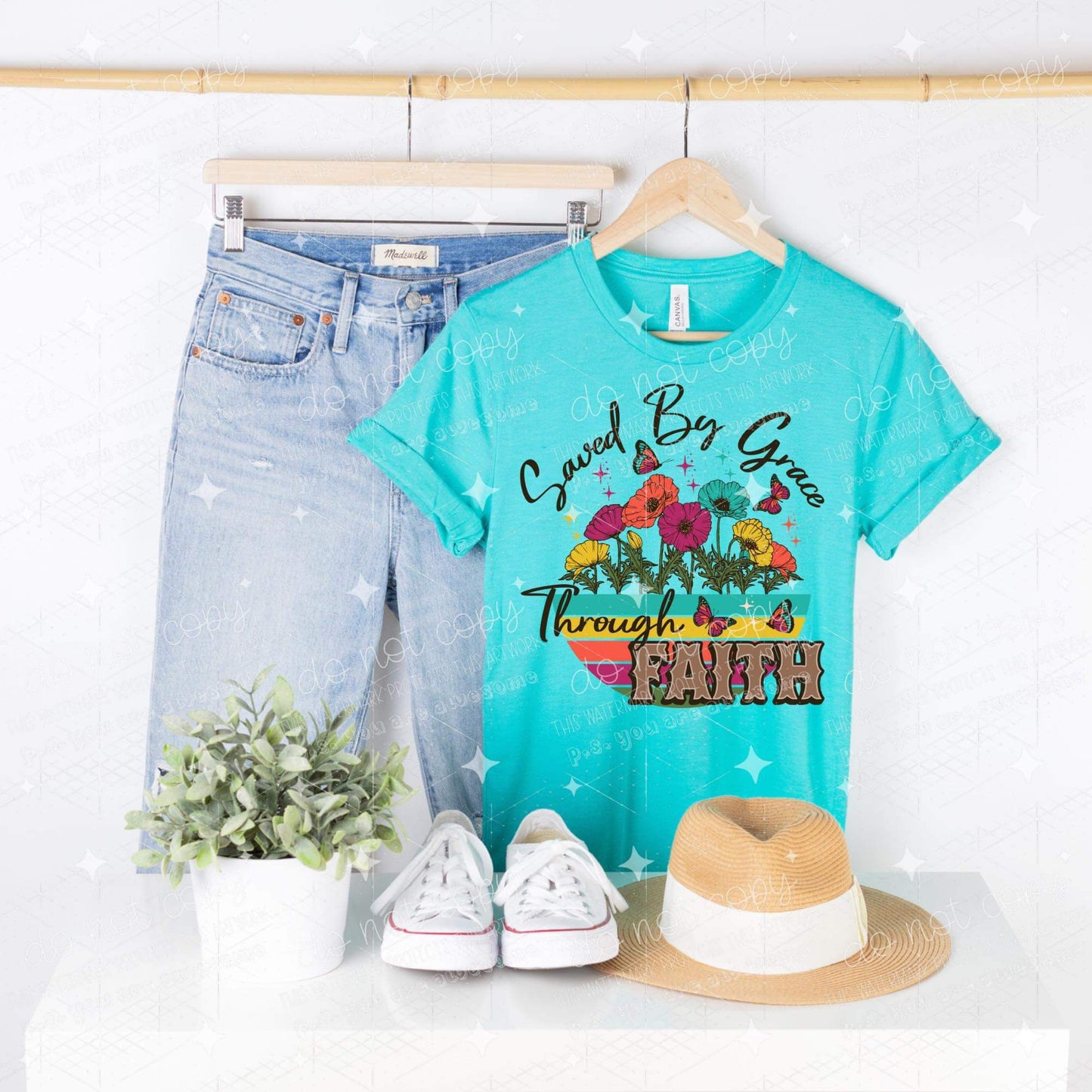 SAVED BY GRACE THROUGH FAITH - DTF TRANSFER