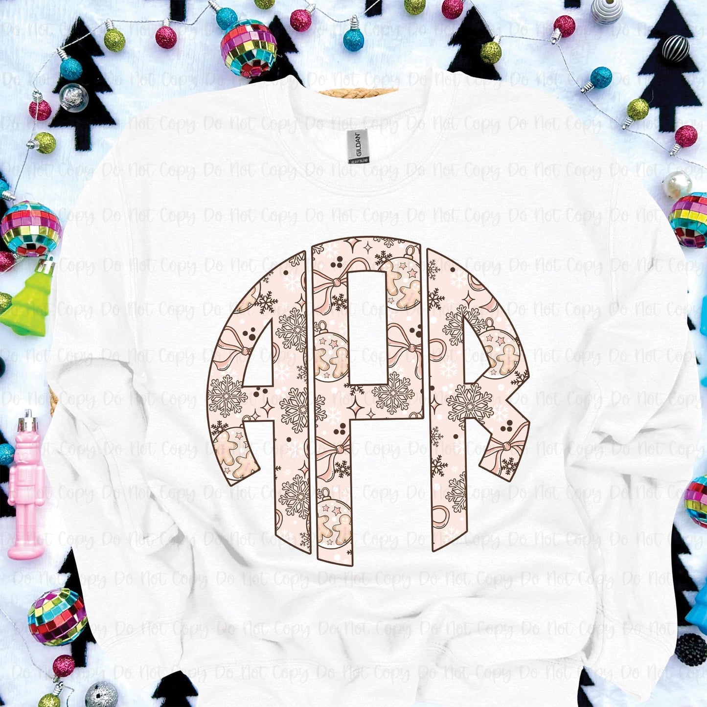 SNOWFLAKE & GINGERBREAD MONOGRAM - CUSTOM TRANSFER