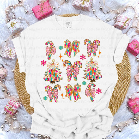 COQUETTE CANDY CANES AND CHRISTMAS TREE GRID  - DTF TRANSFER