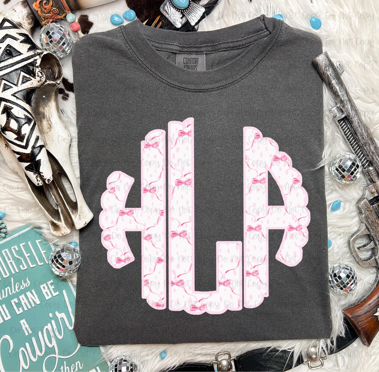 COQUETTE PINK BOW MONOGRAM - CUSTOM TRANSFER