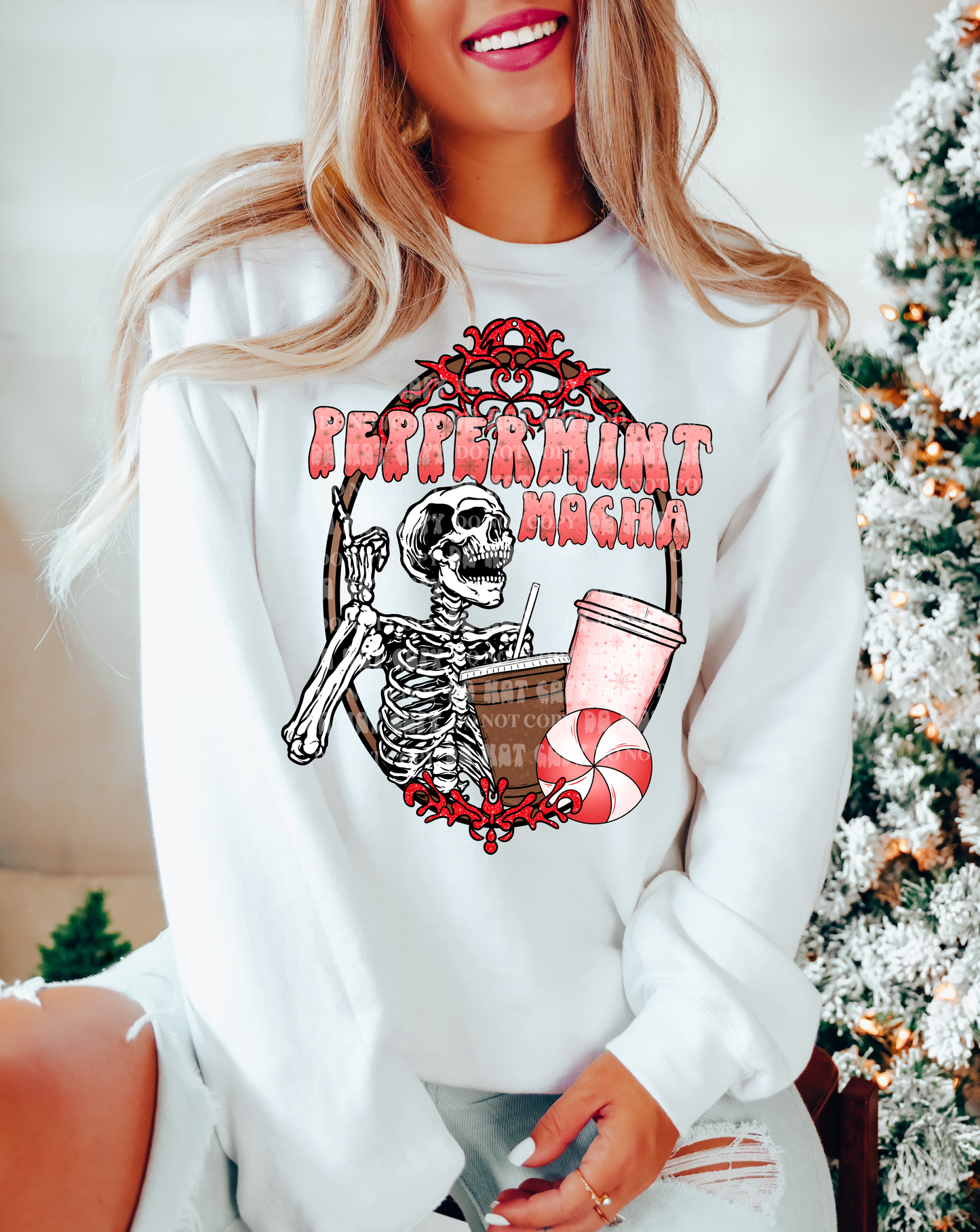 PEPPERMINT MOCHA SKELETON - DTF TRANSFER