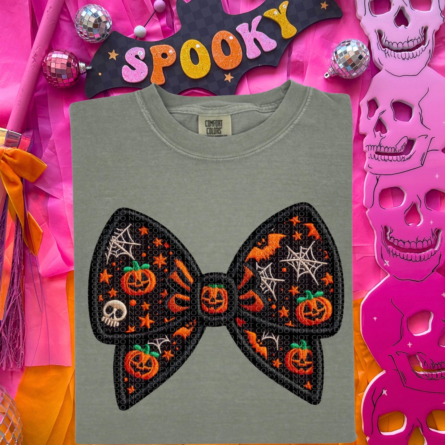 SPOOKY BOWS *OLLIE & CO. EXCLUSIVE* - FAUX EMBROIDERY - DTF TRANSFER