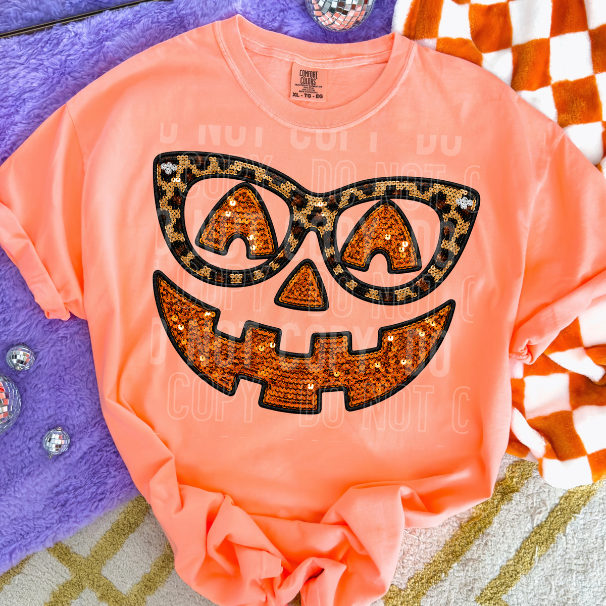 JACK O LANTERN FACE - FAUX EMBROIDERY - DTF TRANSFER