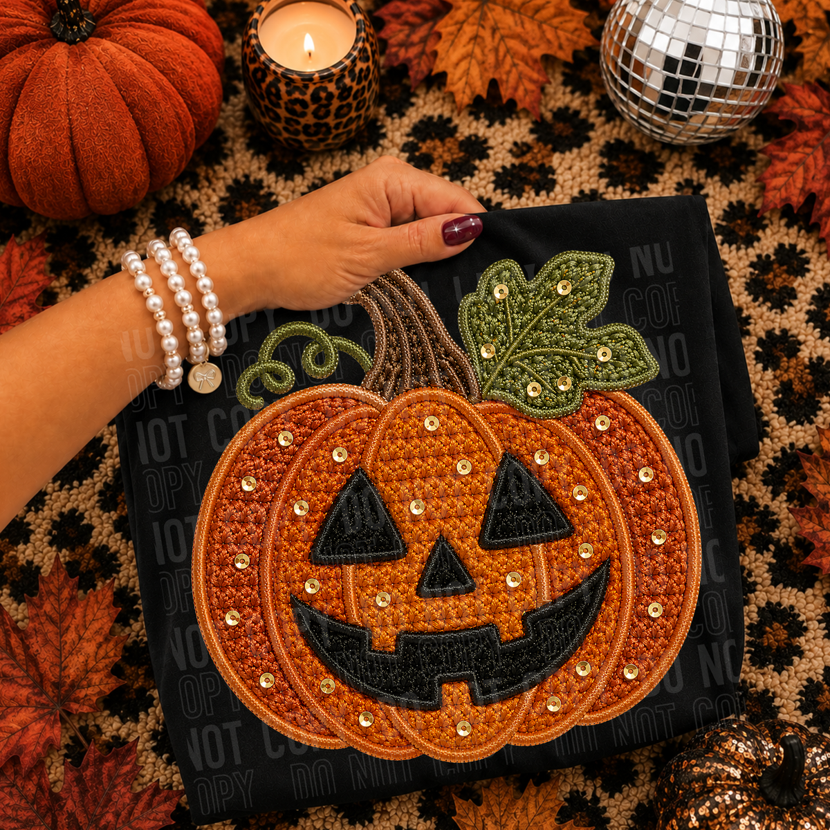 JACK O LANTERN - FAUX EMBROIDERY - DTF TRANSFER