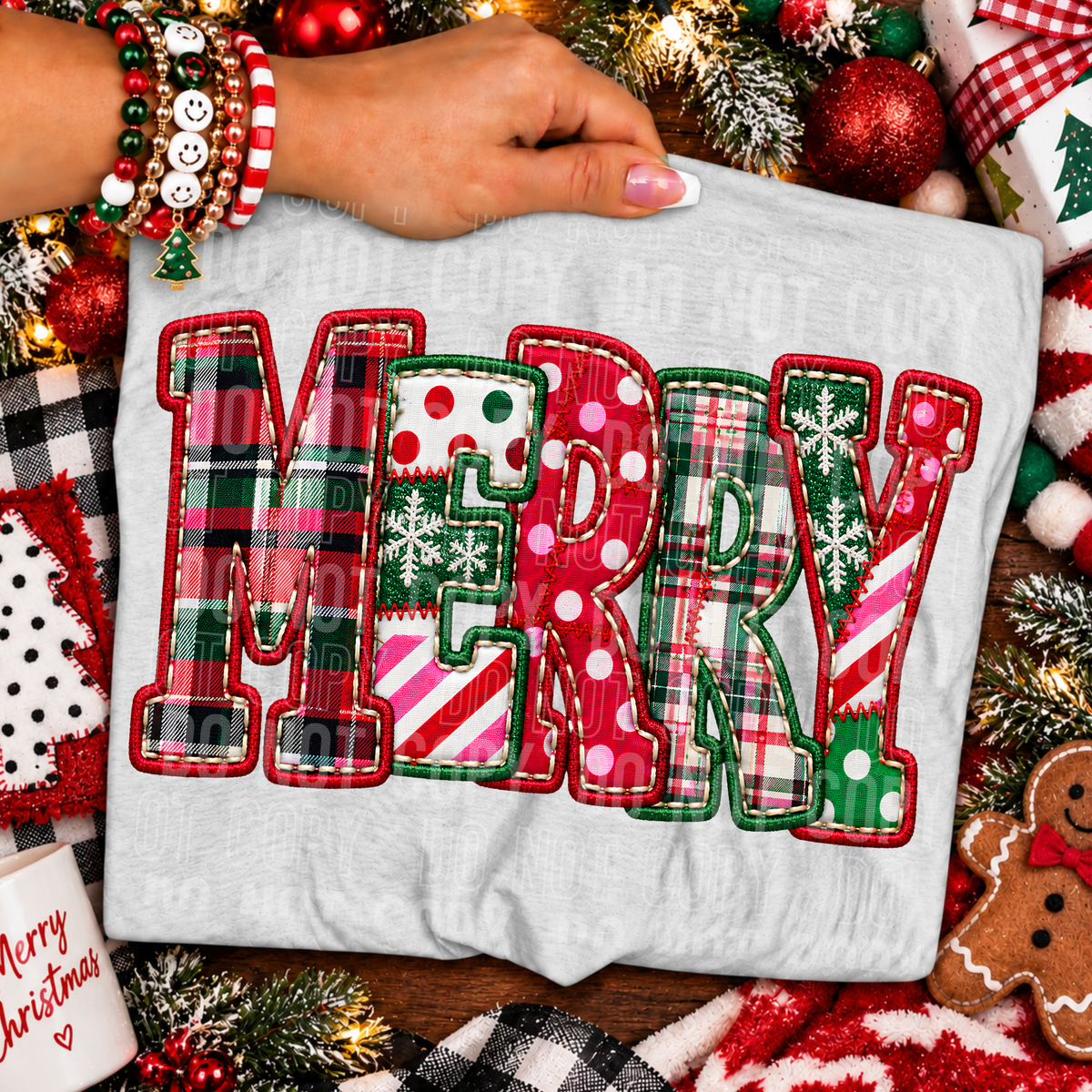 MERRY - FAUX EMBROIDERY - DTF TRANSFER