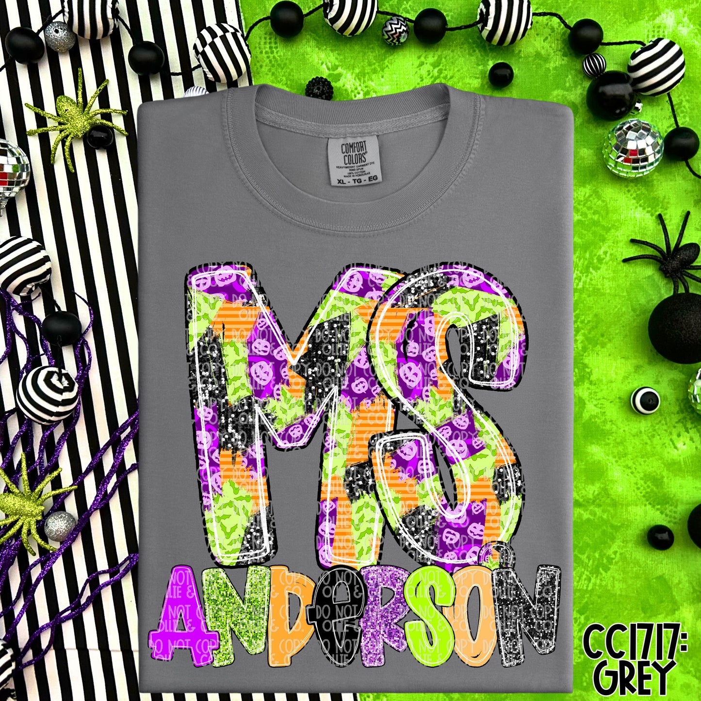 HALLOWEEN SCHOOL INITIALS W/ MASCOT - CUSTOM TRANSFER