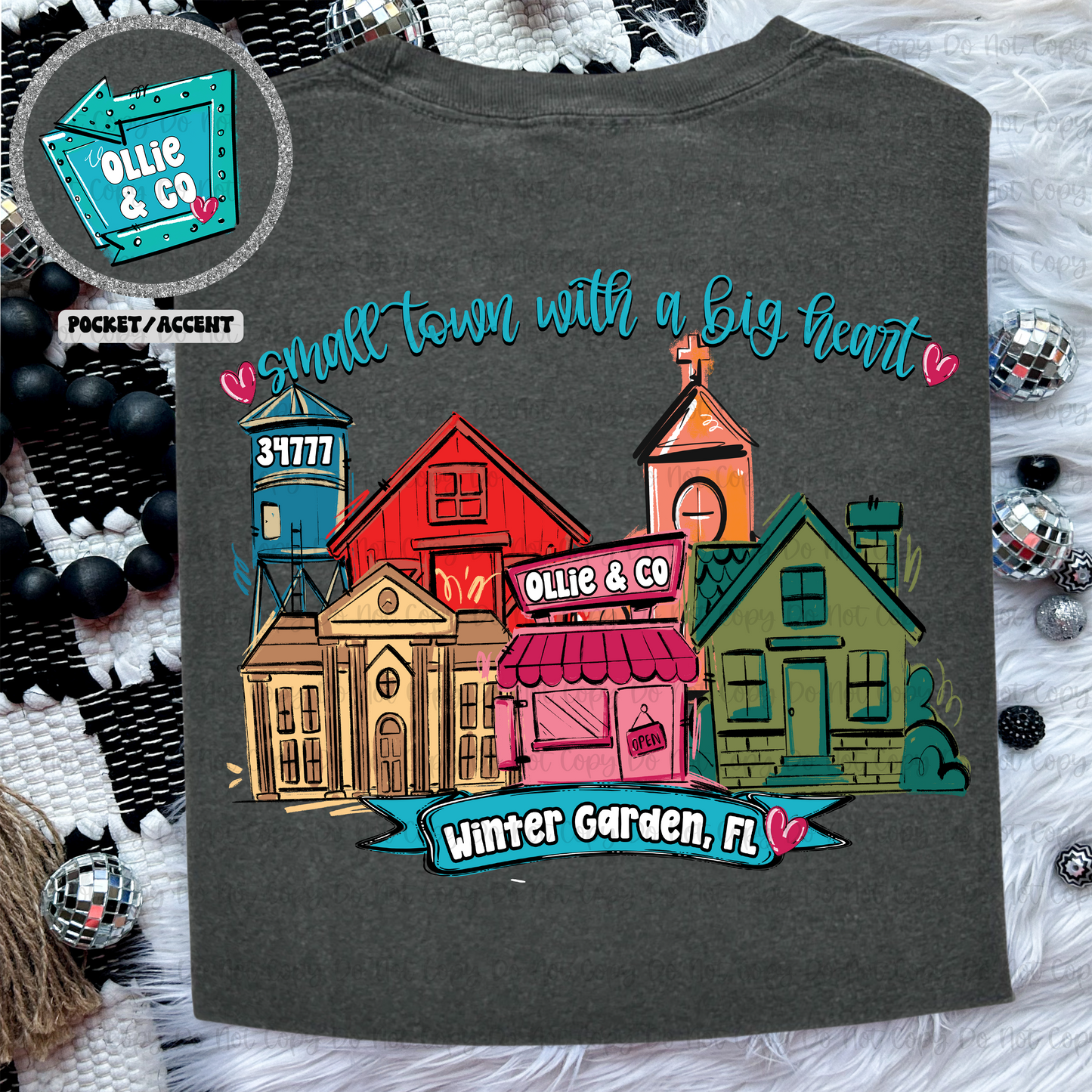 SMALL TOWN WITH A BIG HEART - FRONT+BACK - CUSTOM TRANSFER