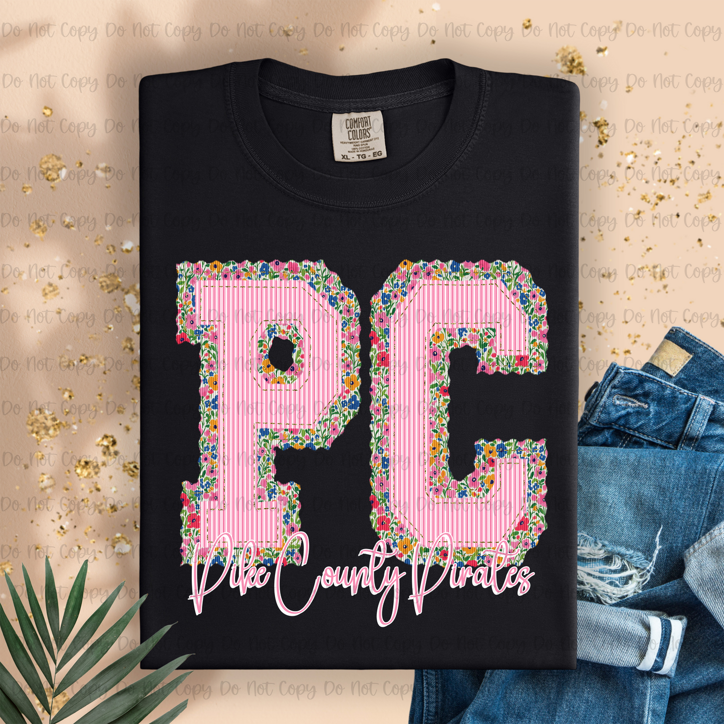 PREPPY FLORAL SCHOOL NAME & INITIALS - MOCKUP ONLY