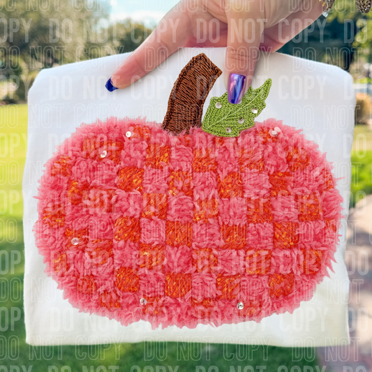 PINK ORANGE PUMPKIN FAUX YARN - DTF TRANSFER