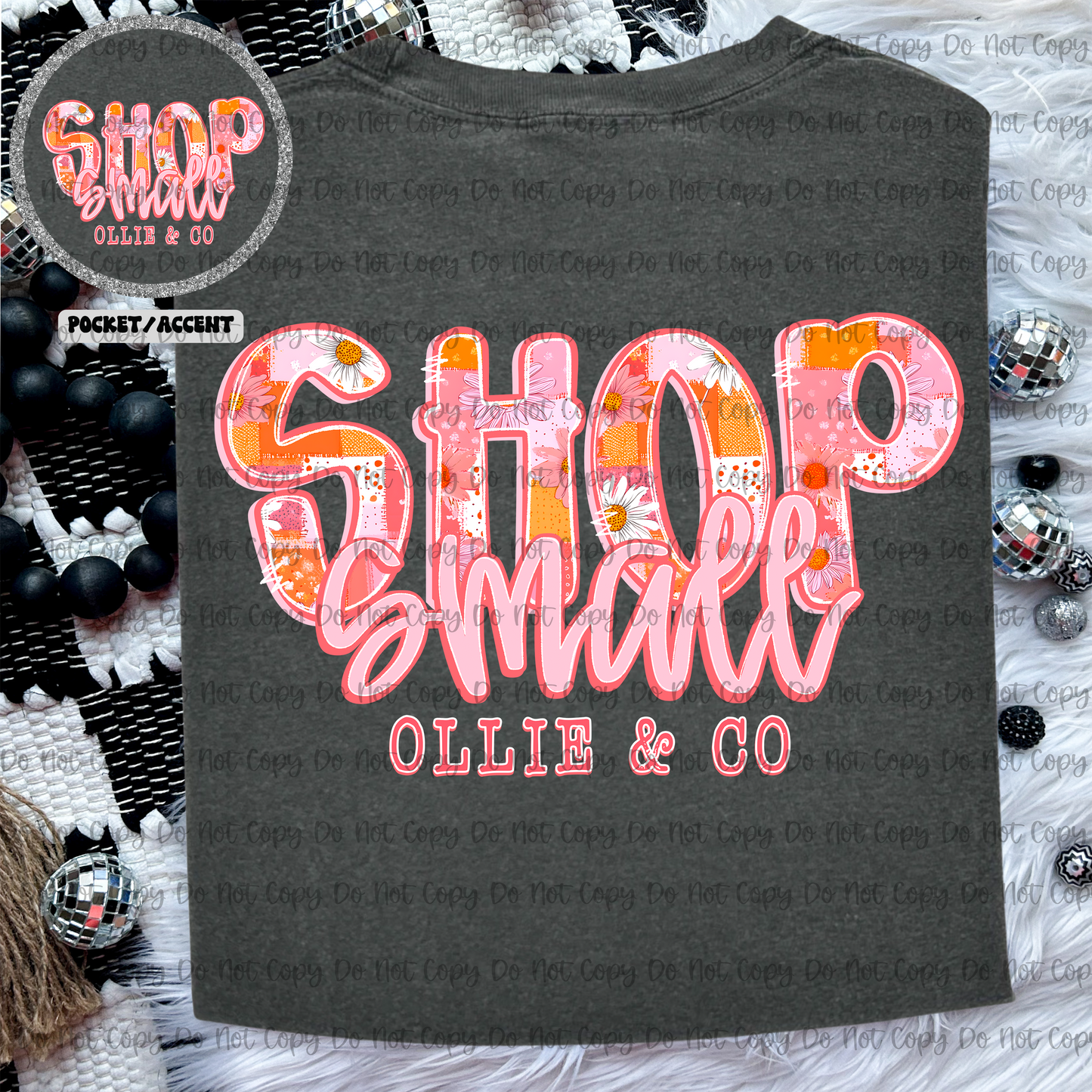 SHOP SMALL PATCHWORK PINK FLORAL - FRONT+BACK - CUSTOM TRANSFER