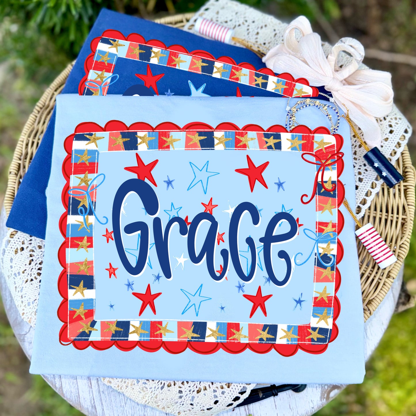 PATRIOTIC NAME FRAME - CUSTOM TRANSFER