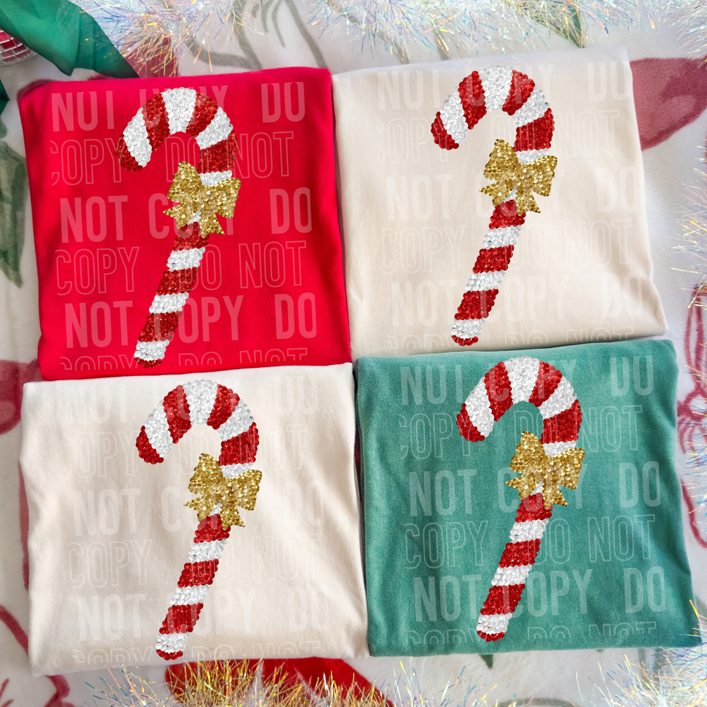 CANDY CANE - FAUX SEQUIN - DTF TRANSFER