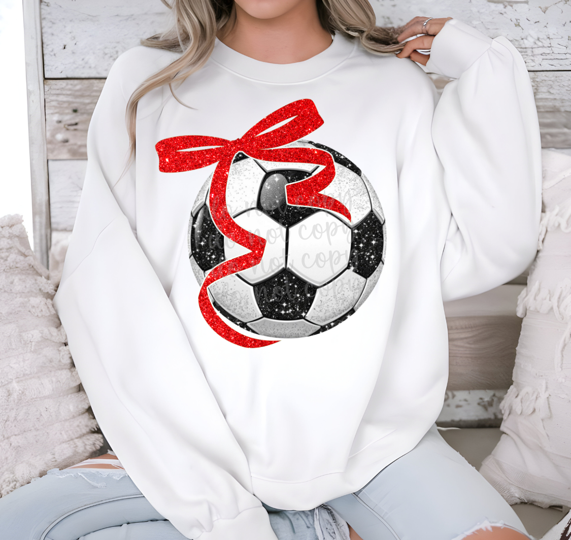 COQUETTE SOCCER BALL - FAUX GLITTER - DTF TRANSFER