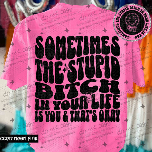 SOMETIMES THE STUPID BITCH IN YOUR LIFE - FRONT+BACK - DTF TRANSFER