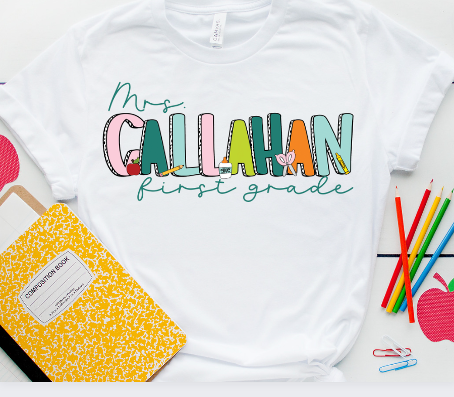 Color Block Teacher Name with Grade or Subject