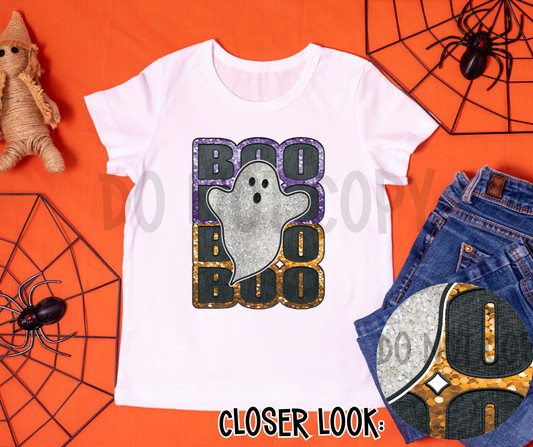 BOO - *OLLIE & CO. EXCLUSIVE* - FAUX SEQUIN/FAUX EMBROIDERY - DTF TRANSFER