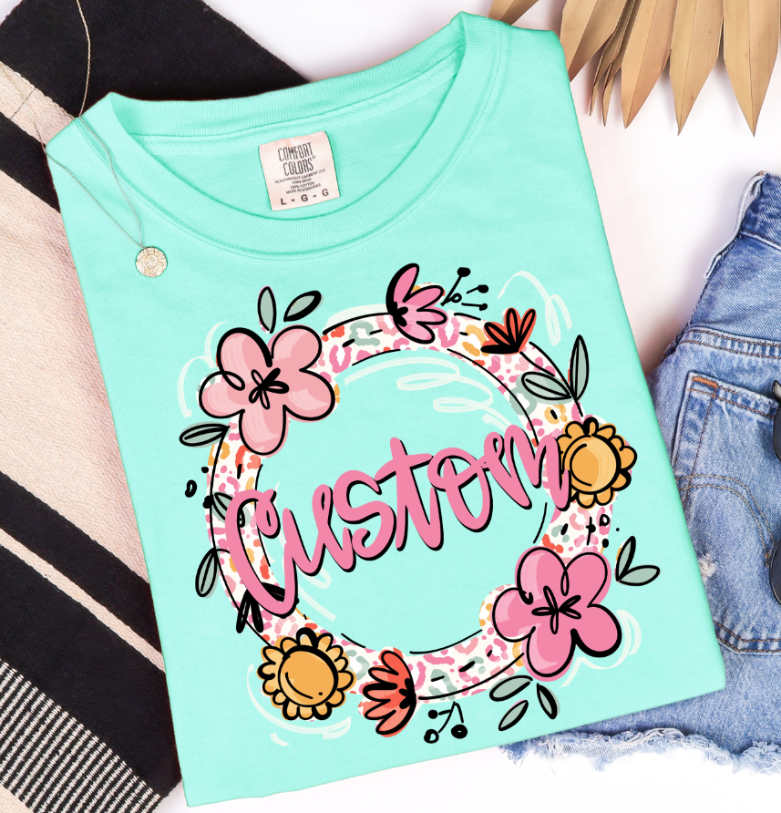 FLORAL & LEOPARD NAME FRAMES - CUSTOM TRANSFER