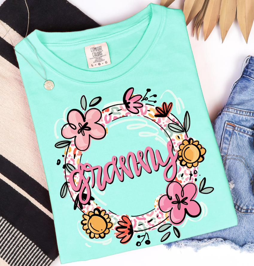 FLORAL & LEOPARD NAME FRAMES - DTF TRANSFER