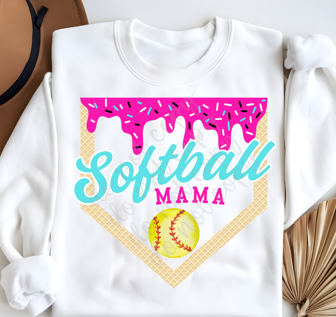 SOFTBALL MAMA DRIP - DTF TRANSFER