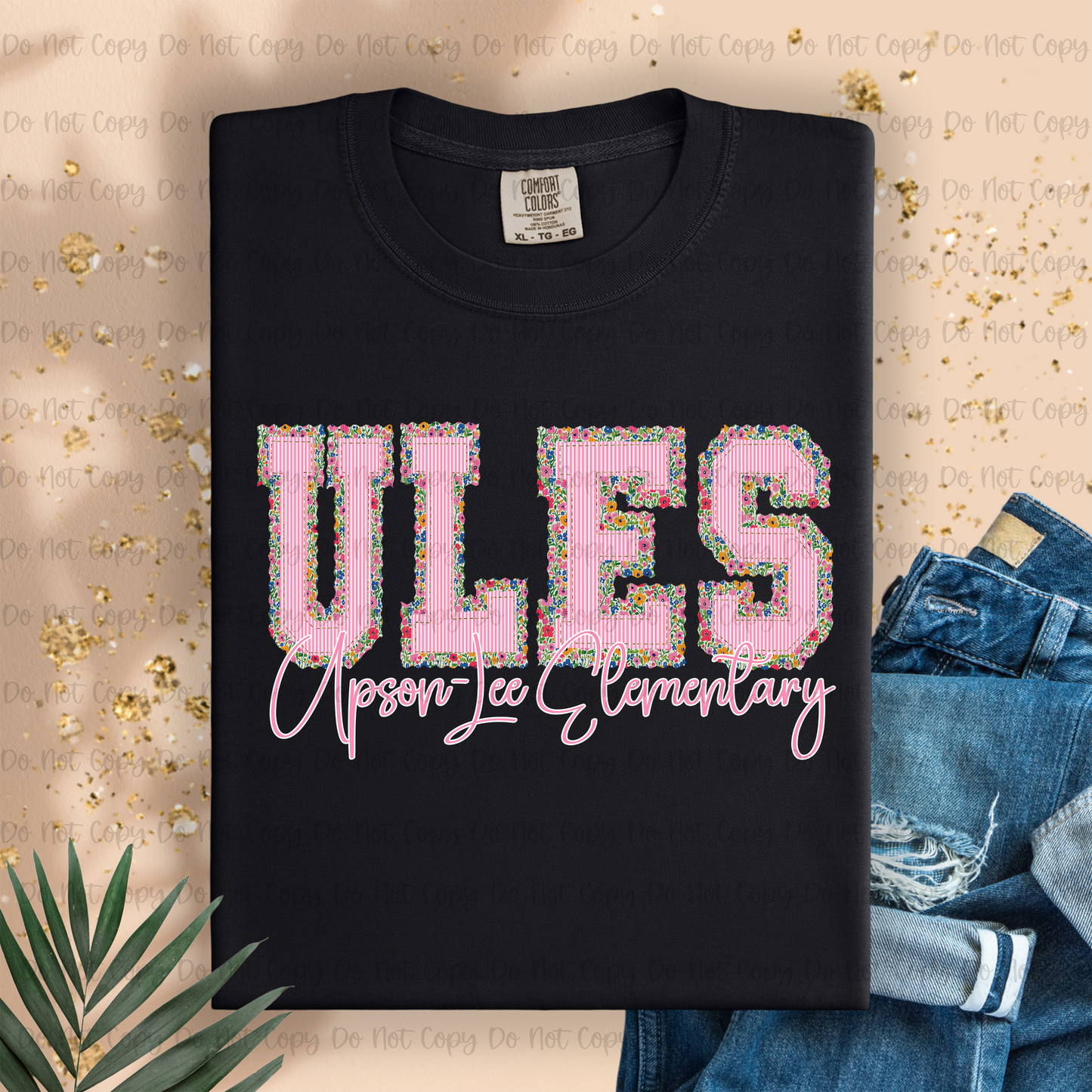 PREPPY FLORAL SCHOOL NAME & INITIALS - MOCKUP ONLY