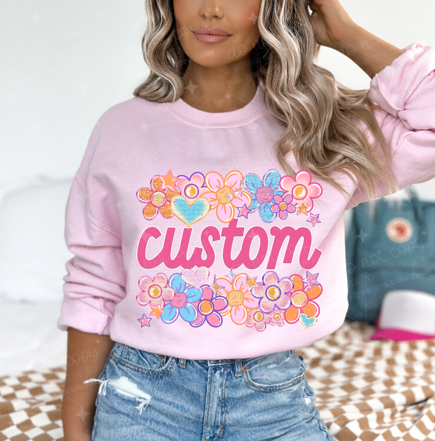 FLORAL HEART FAMILY NAMES - CUSTOM TRANSFER