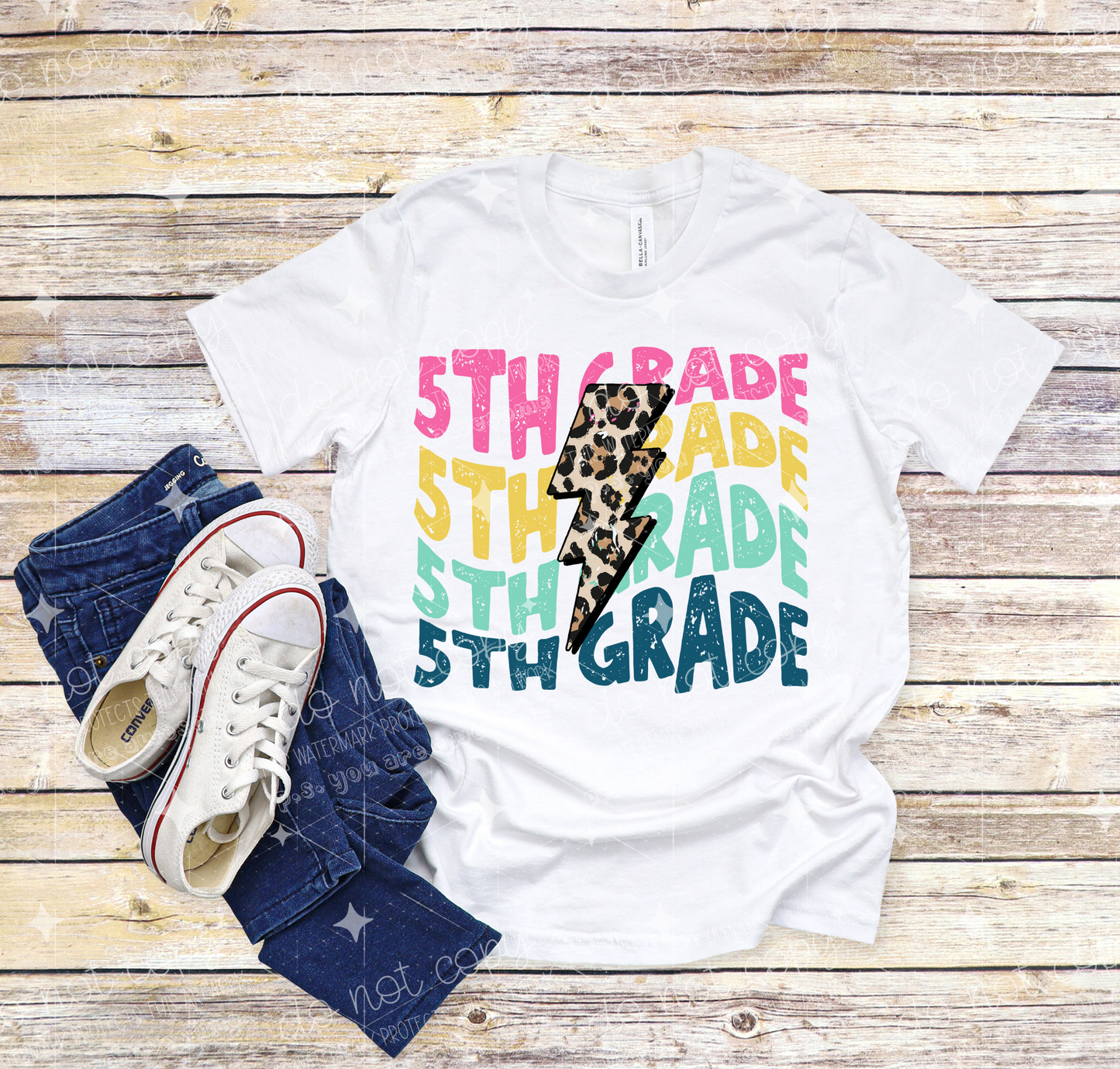 SCHOOL GRADE STACKED W/ LIGHTING BOLT - DTF TRANSFER