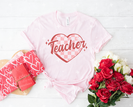 TEACHER CHECKER HEART - DTF TRANSFER