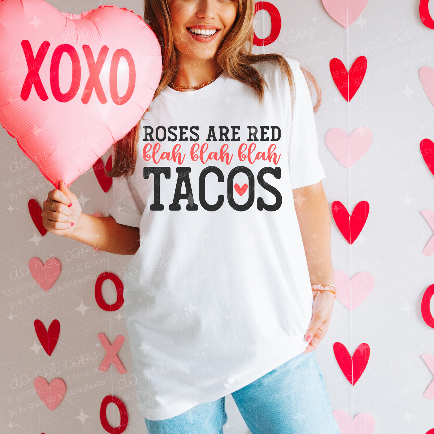 ROSES ARE READ BLAH BLAH BLAH TACOS - DTF TRANSFER