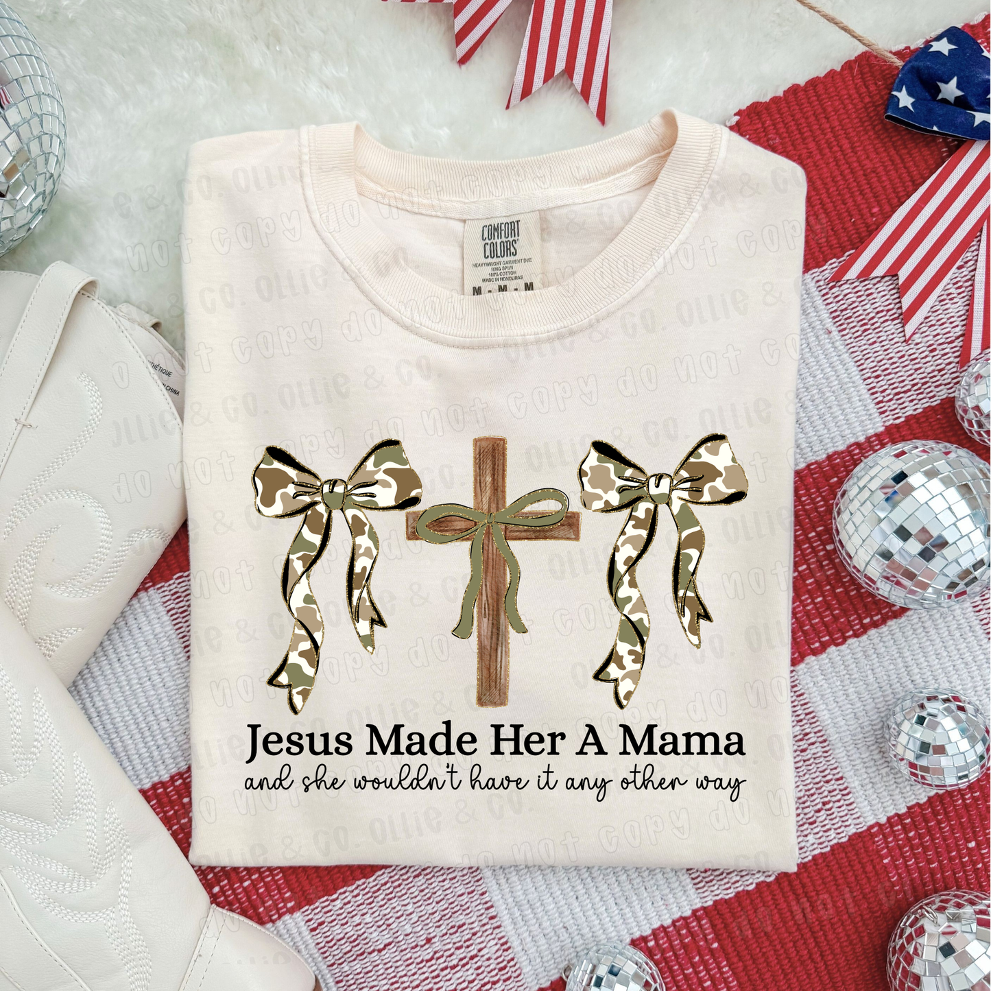 JESUS MADE HER A MAMA CAMO GLITTER - DTF TRANSFER