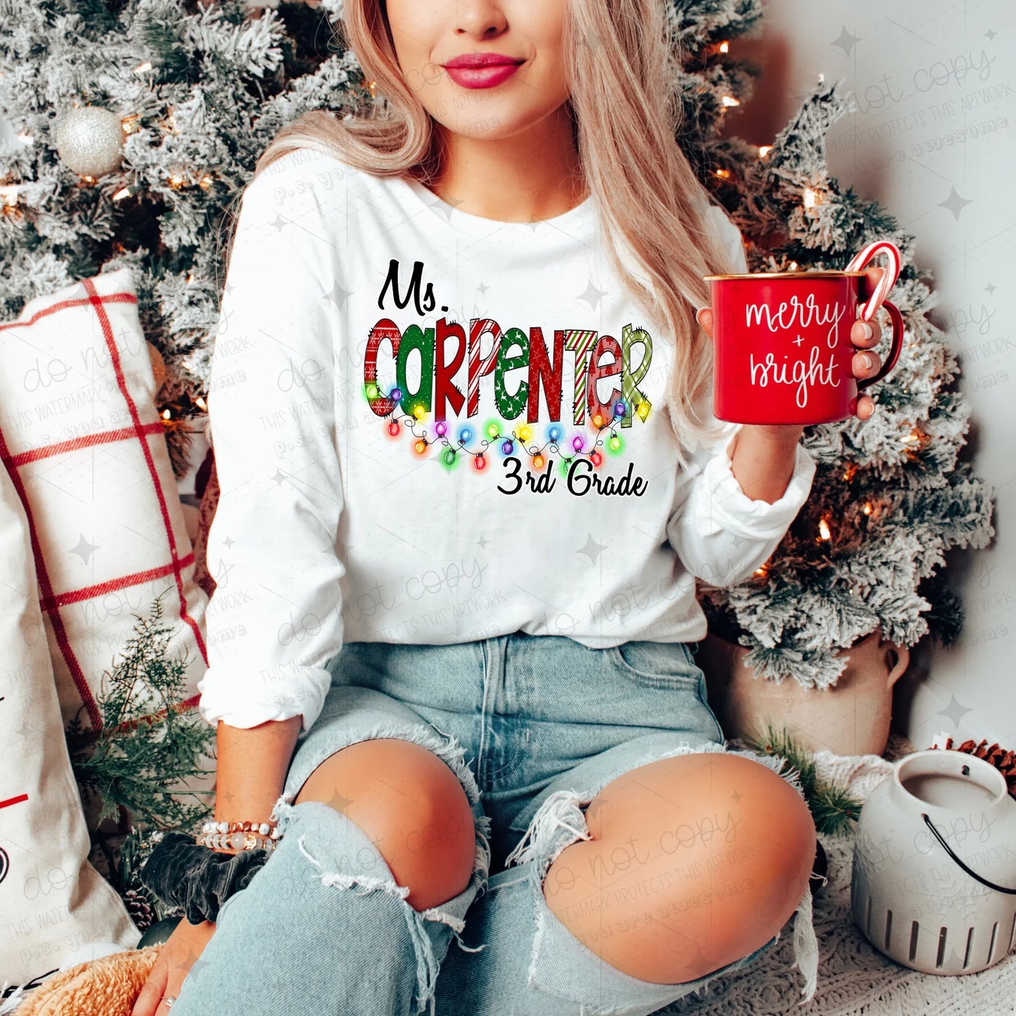 TEACHER CHRISTMAS NAMES W/ LIGHTS - MOCKUP ONLY
