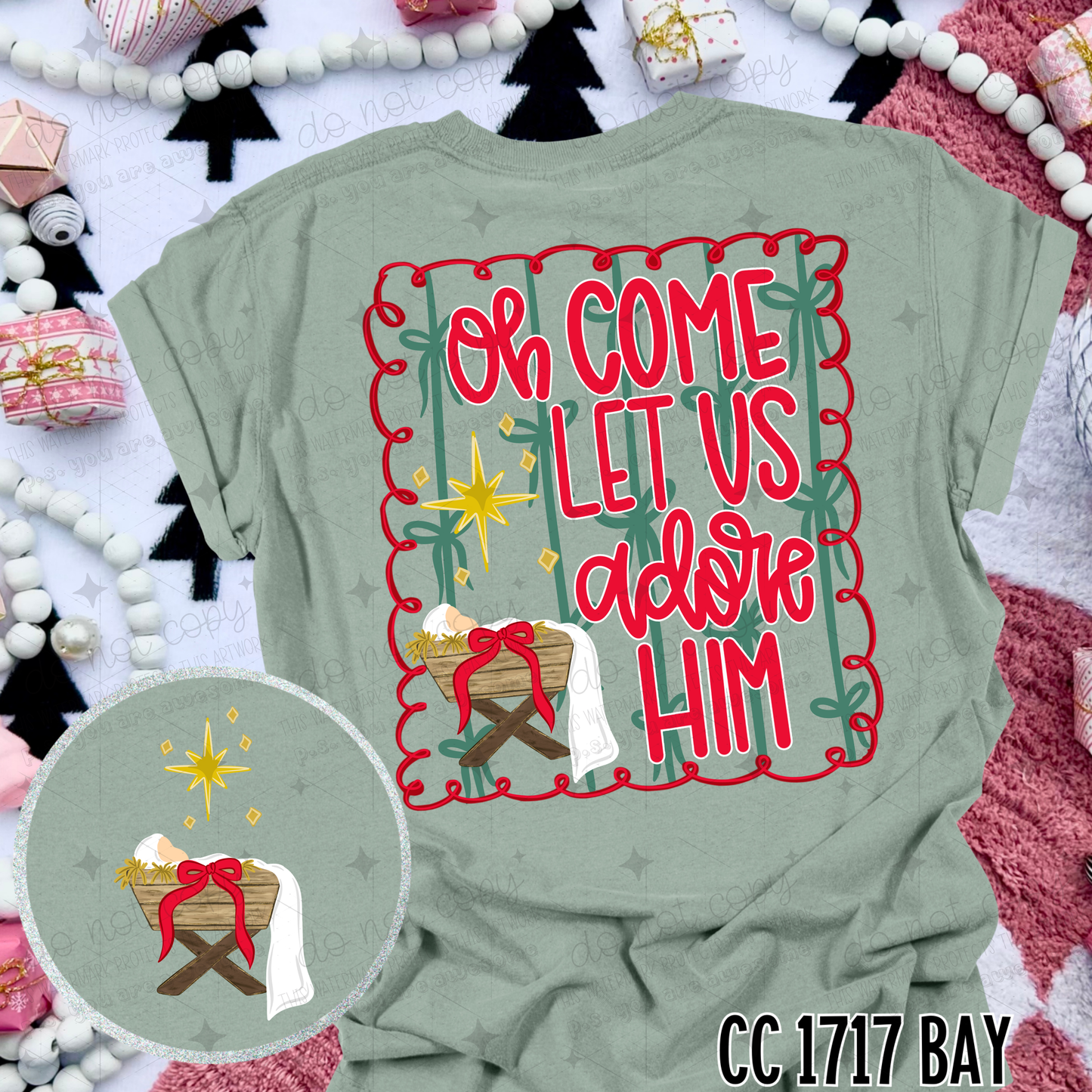 OH COME LET US ADORE HIM - FRONT+BACK - DTF TRANSFER