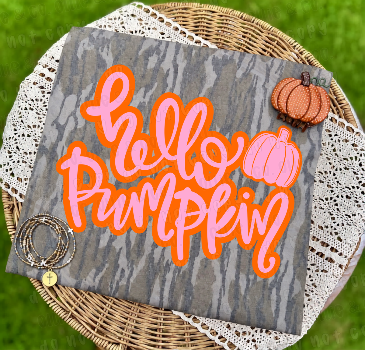 HELLO PUMPKIN ORANGE PINK - DTF TRANSFER