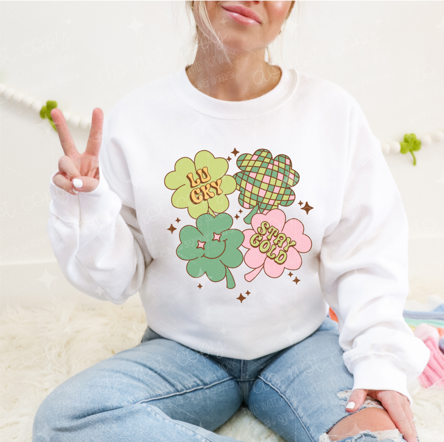 LUCKY DISCO SHAMROCKS - DTF TRANSFER