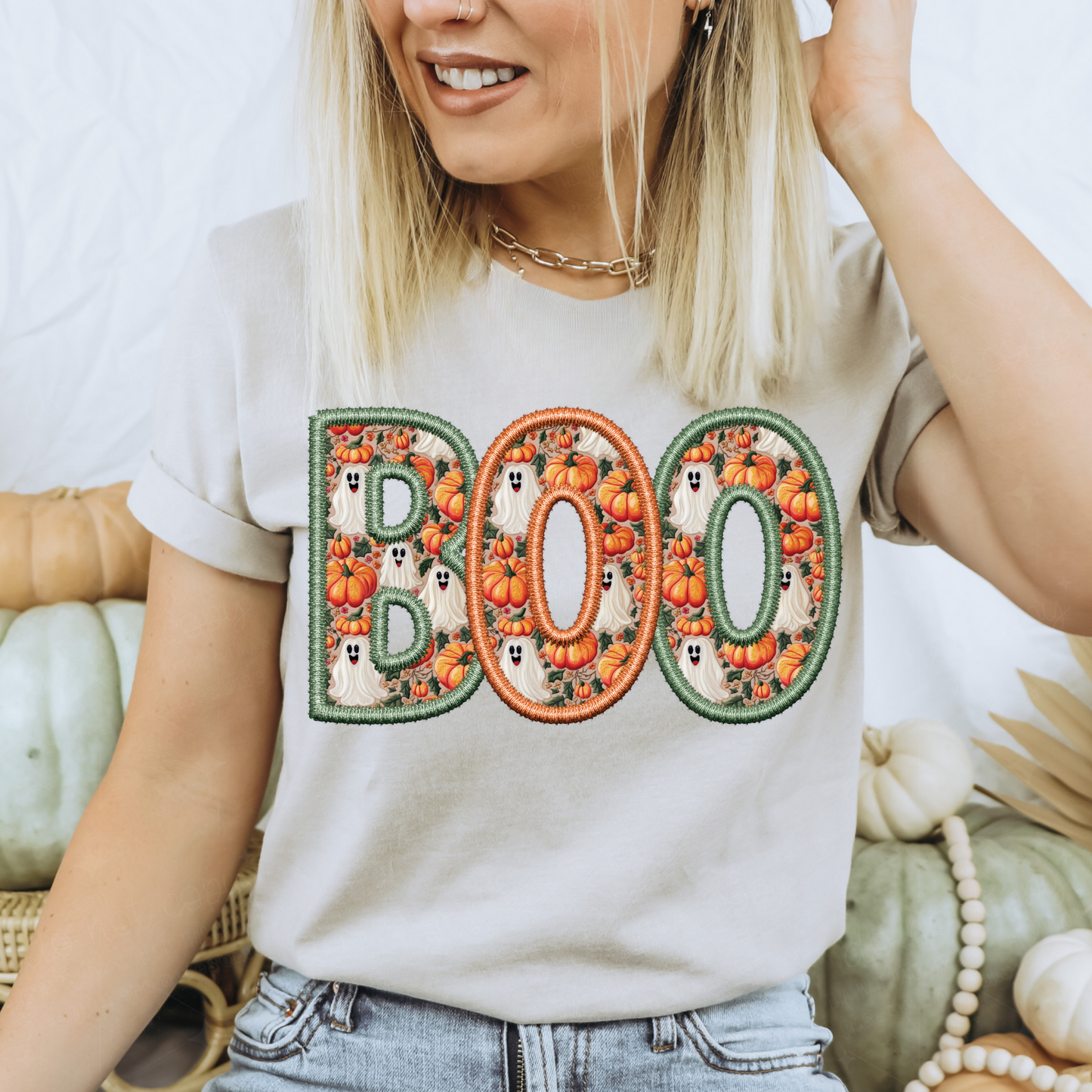 BOO - FAUX EMBROIDERY - DTF TRANSFER