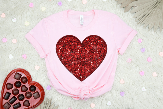 HEART - FAUX SEQUIN/FAUX EMBROIDERY - DTF TRANSFER