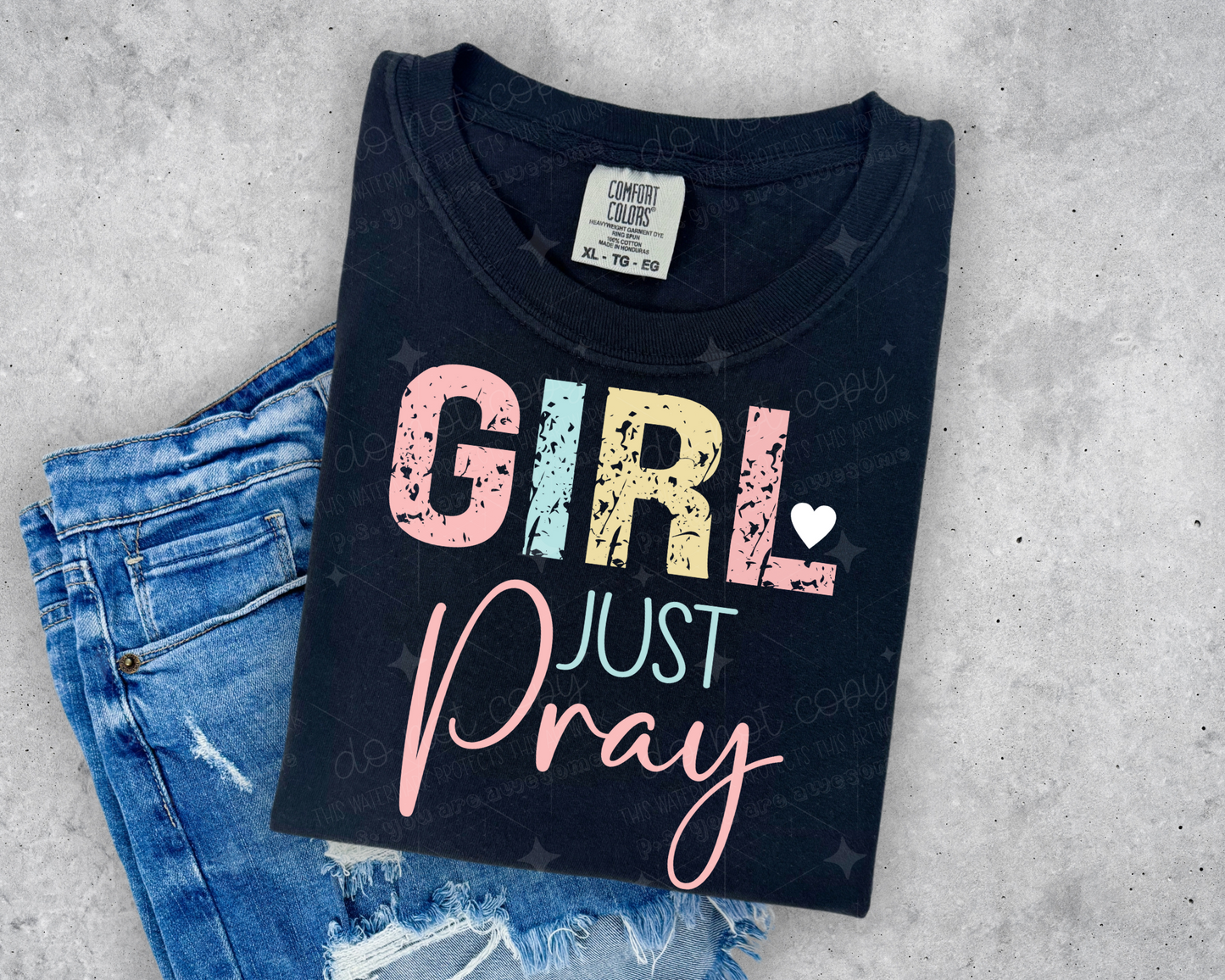 GIRL JUST PRAY PINK - DTF TRANSFER